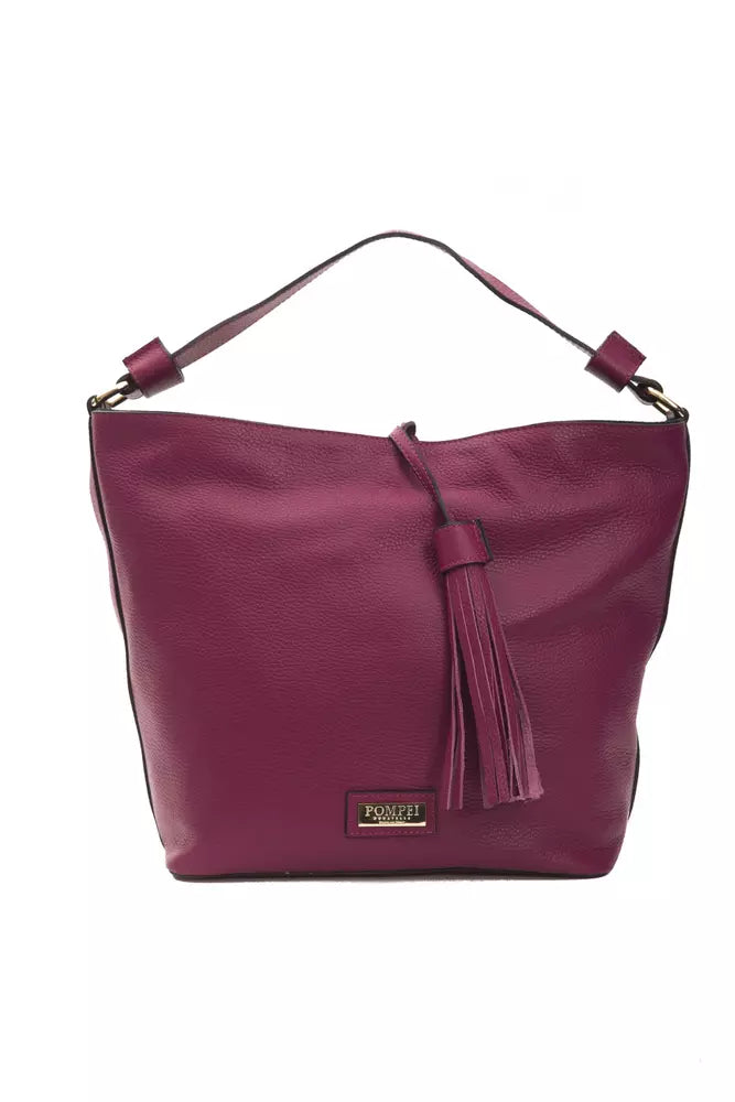 "Burgundy Leather Women Shoulder Bag"