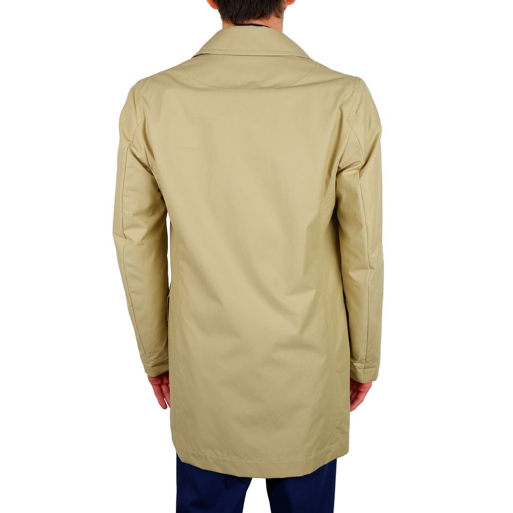 Beige Cotton Men Trench Coat