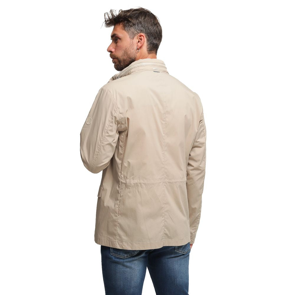 Beige Cotton Men Jacket