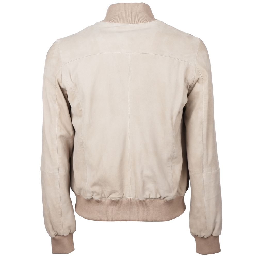 Beige Calfskin Men Jacket