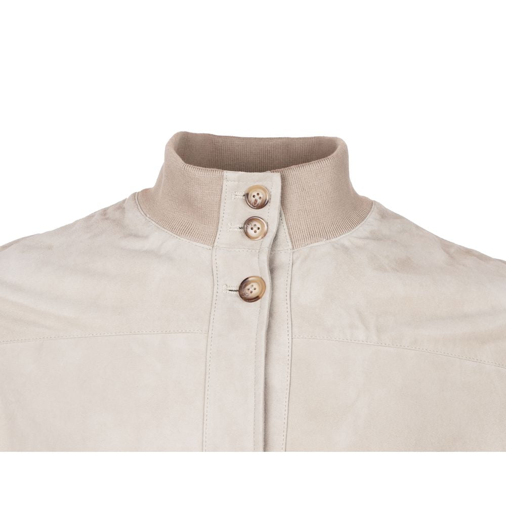 Beige Calfskin Men Jacket