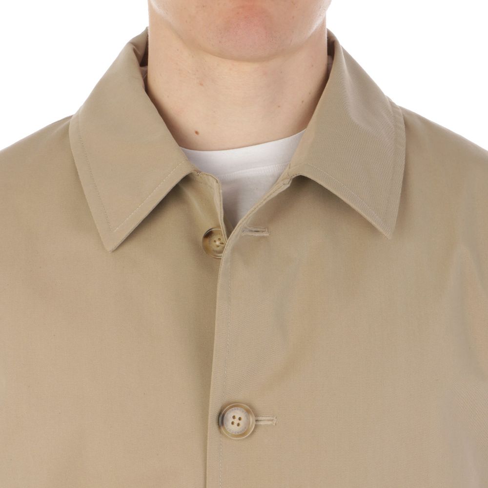 Beige Cotton Men Trench Coat