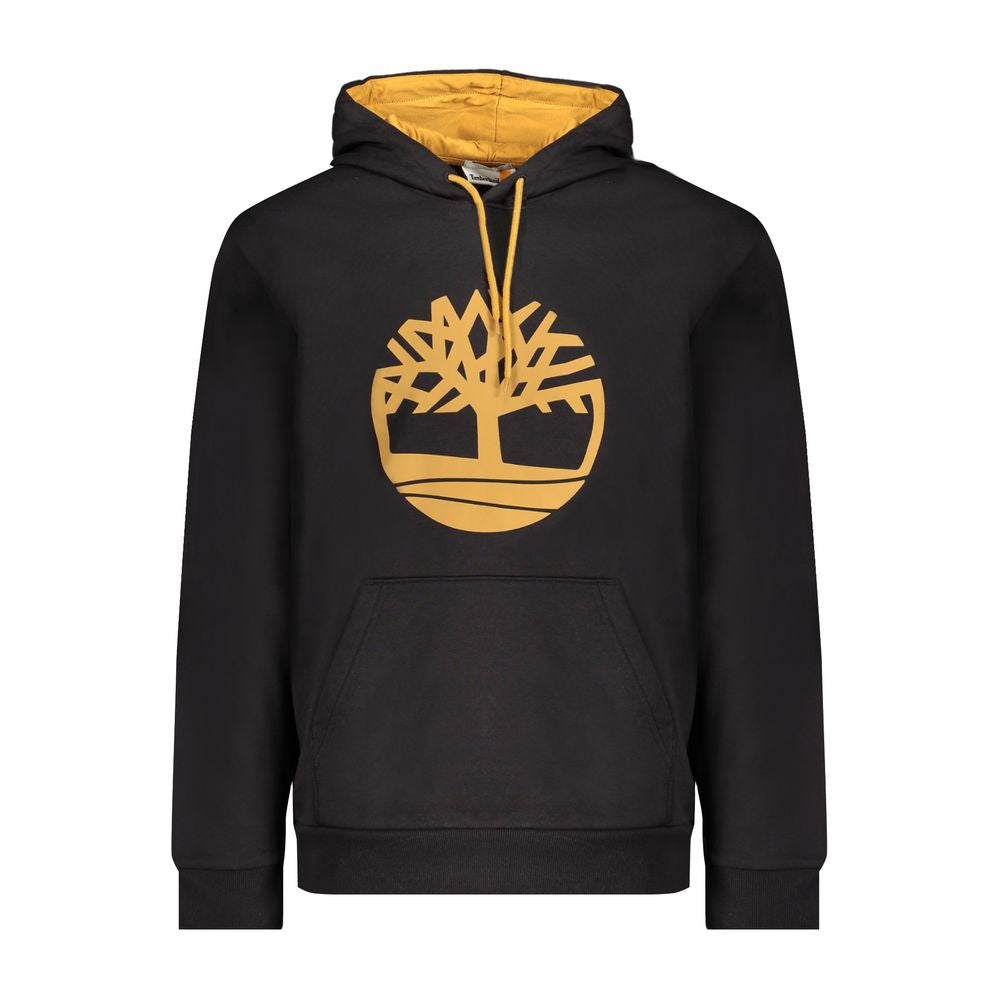 "Black Cotton Men's Hooded Sweater"