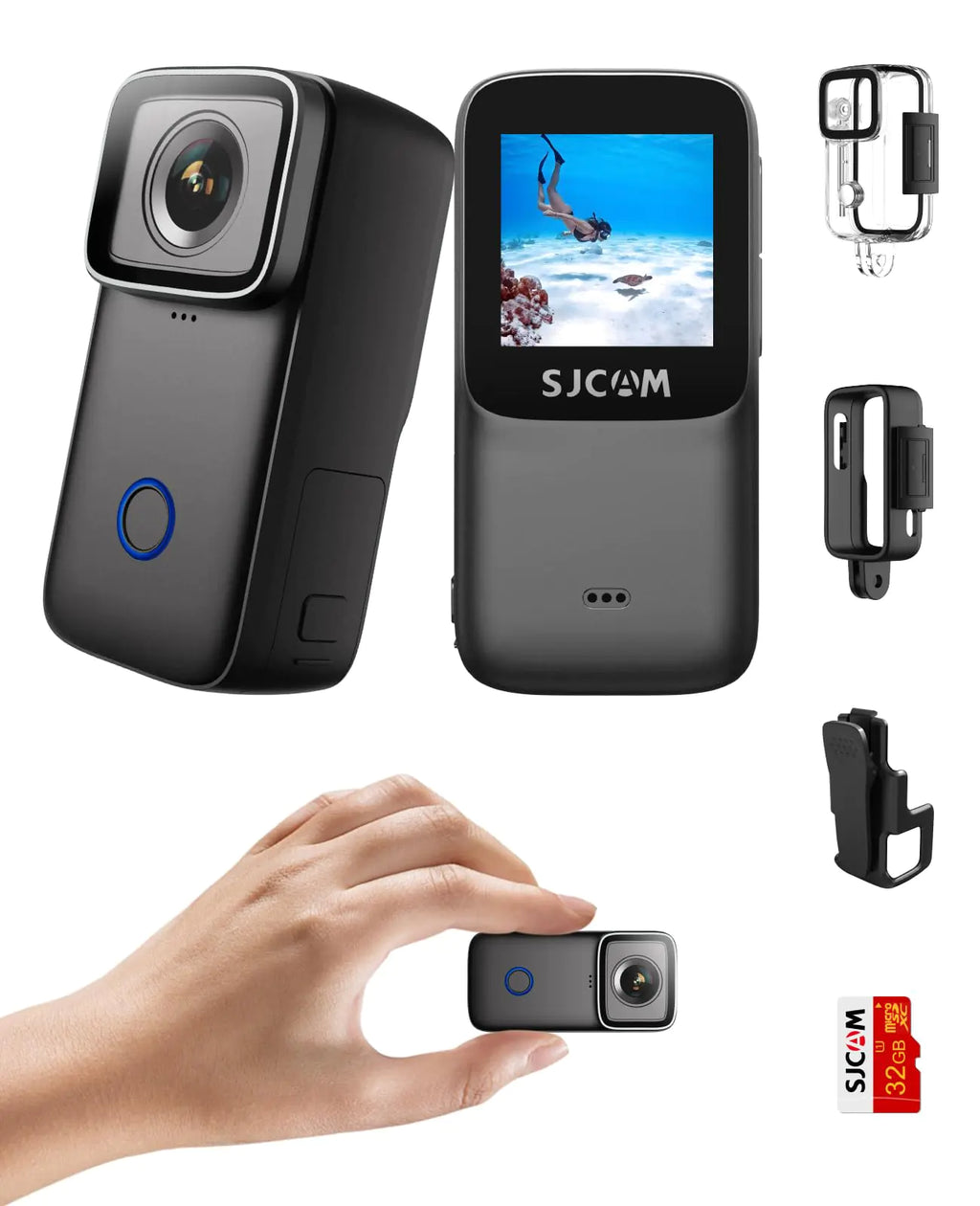SJCAM C200 Mini 4K Stabilized Action Cam with Waterproof Case and Accessories